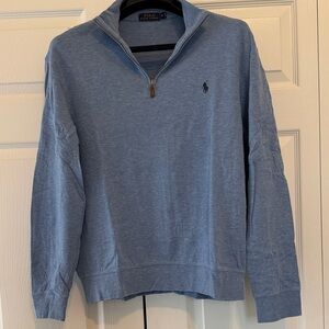 Polo by Ralph Lauren Men's Heather Blue Quarter Zip Knit